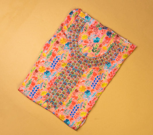 Kids Floral Embroidered