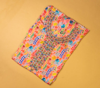 Kids Floral Embroidered